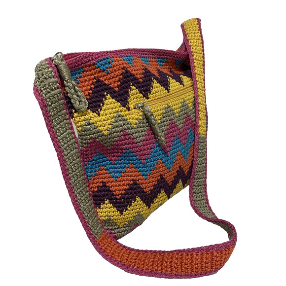 Vintage The Sak Shoulderbag Purse Crossbody Crochet Multicolor Single Strap - Picture 7 of 14